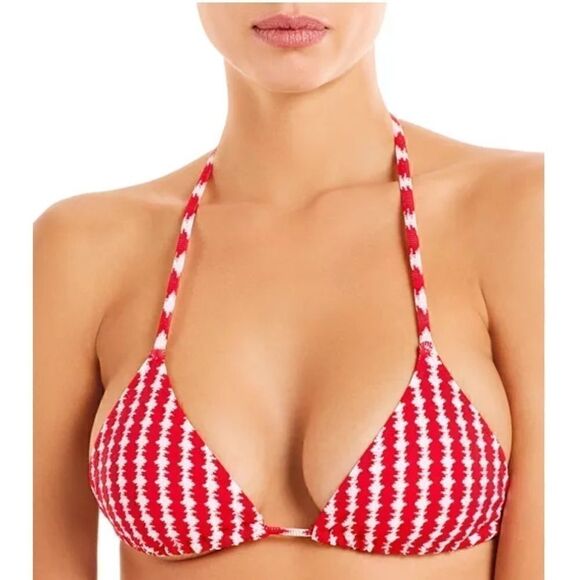 lemlem Zala Red Triangle Bikini Top swimsuit size S - Picture 3 of 6